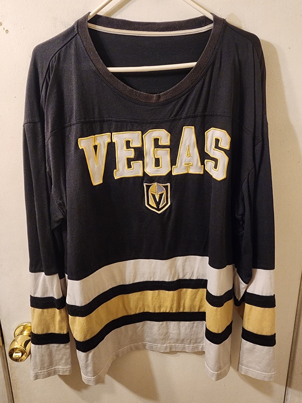 Las Vegas Golden Knights VGK Black & Gold Hockey Long Sleeve Jersey